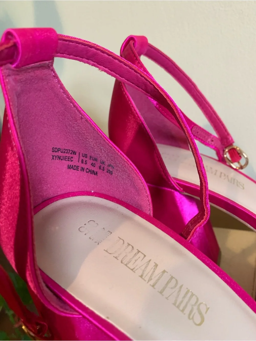 Dream Pairs Hot Pink Satin Platform Block Heel Slingback Pumps